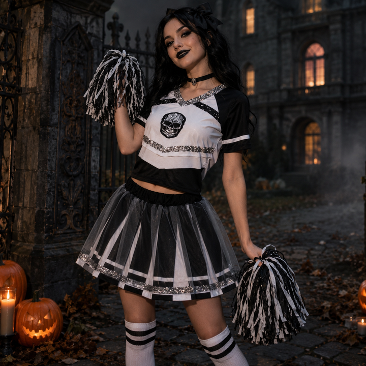 Kids Zombie Cheerleader Costume Halloween Performance Set