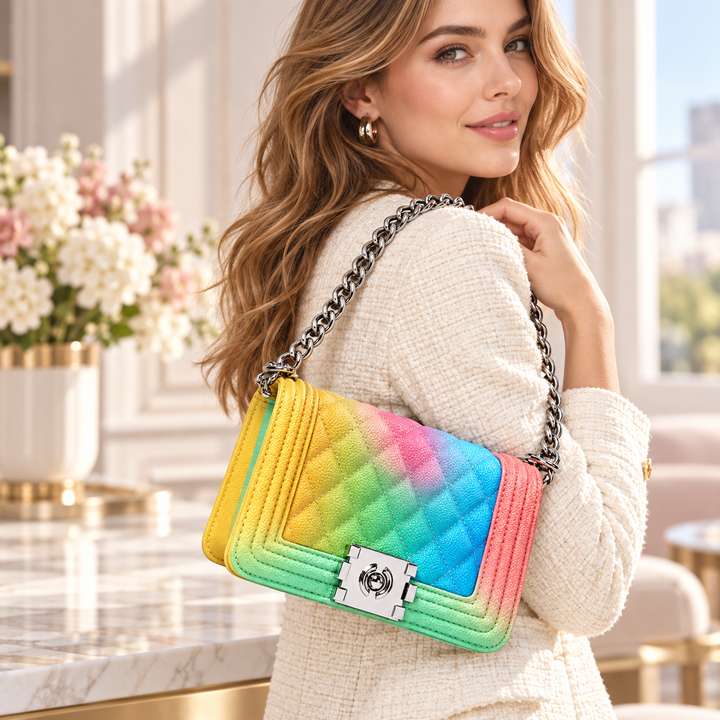 Cross Body Rainbow Purse Colourful Shoulder Handbag for Women