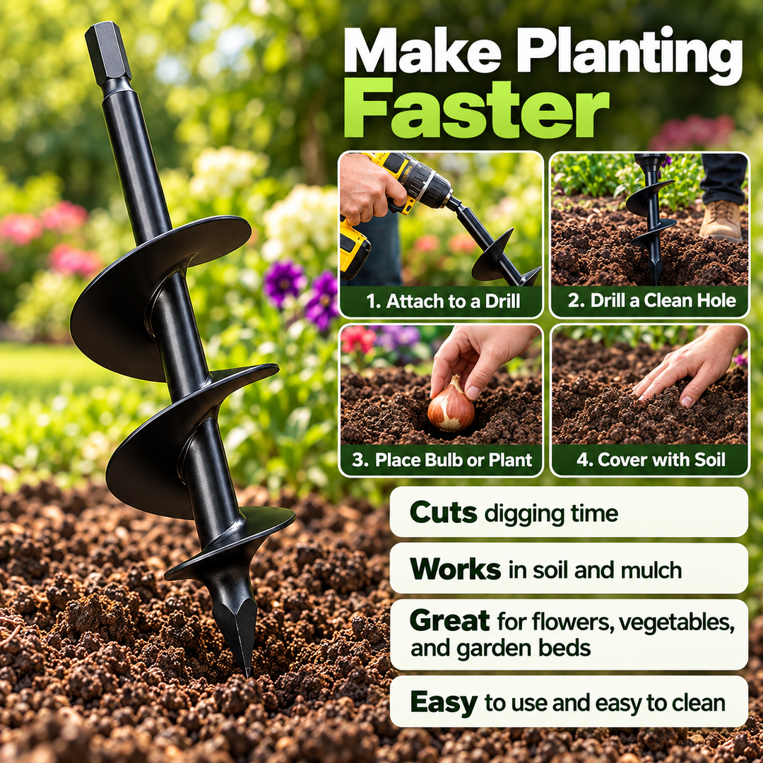 Garden Auger Drill Bit 3 Inch Spiral Bit for Planting Bulbs