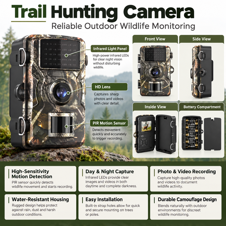 Night Vision Wildlife Camera Outdoor Motion Activated Trail Cam 2 Pack
