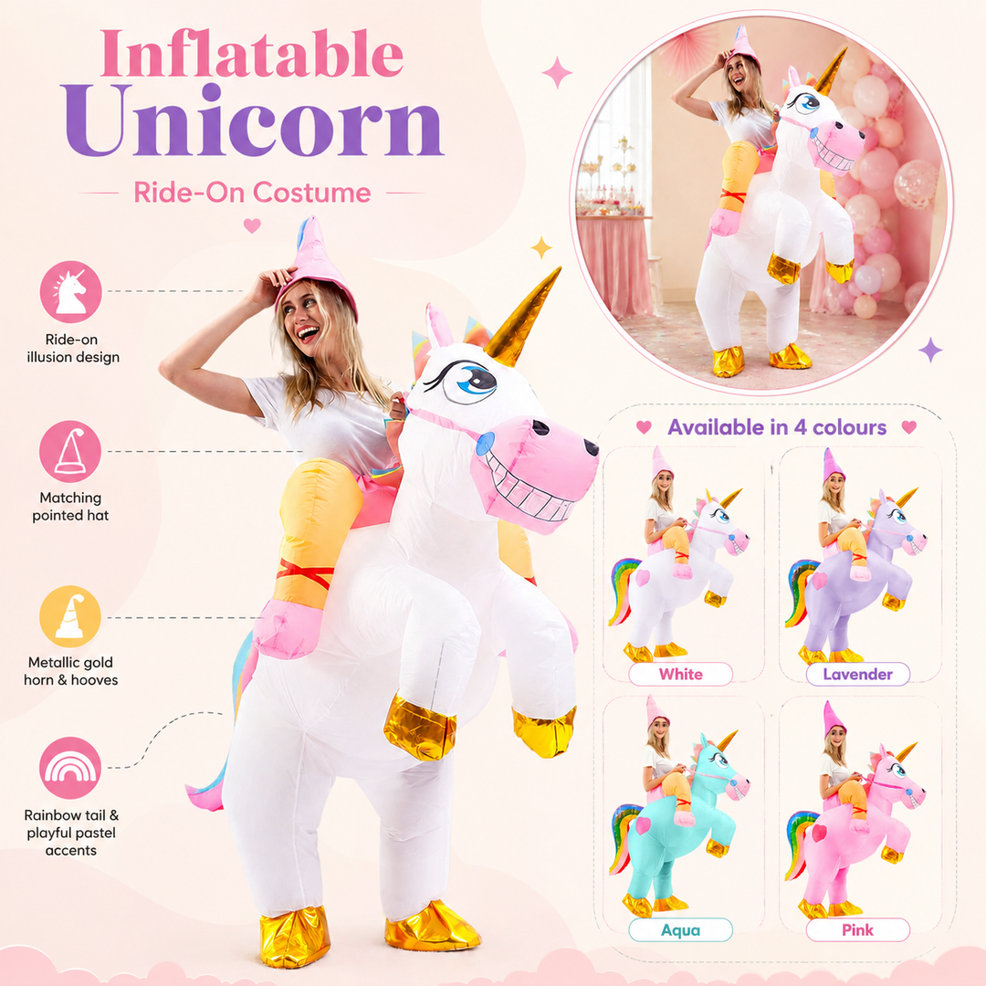 Inflatable Unicorn Ride-On Costume Adults Halloween Funny