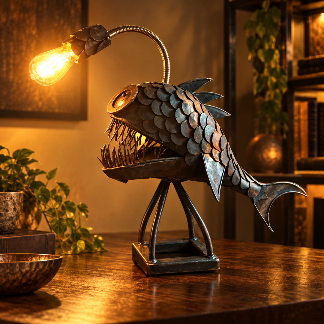 Steampunk Angler Fish Lamp Unique Resin Floor Table Light