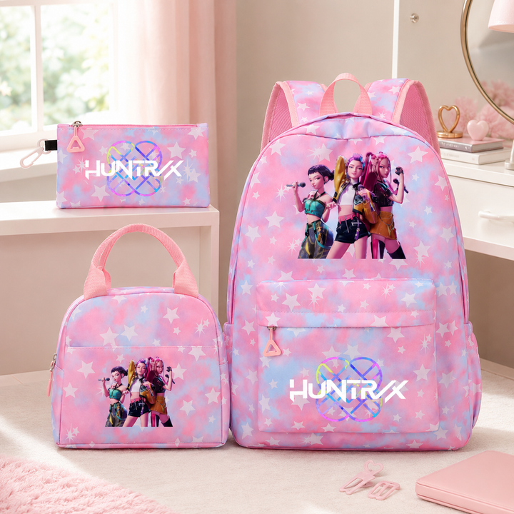 KPop Demon Hunters 3-Piece School Backpack Set with Lunch Bag and Pencil Case