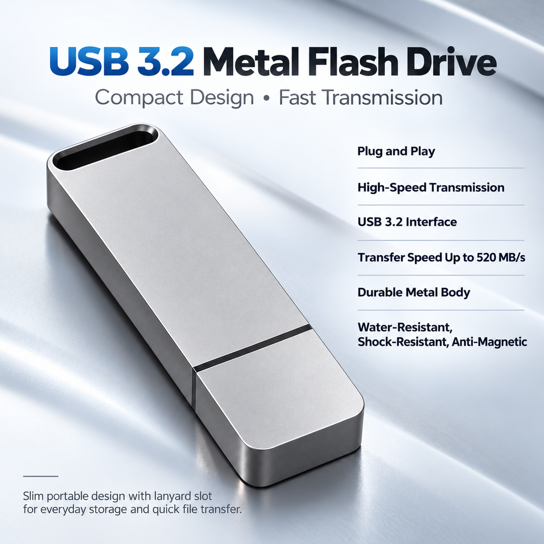 USB 3.2 Flash Drive High Speed Waterproof Metal Memory Stick