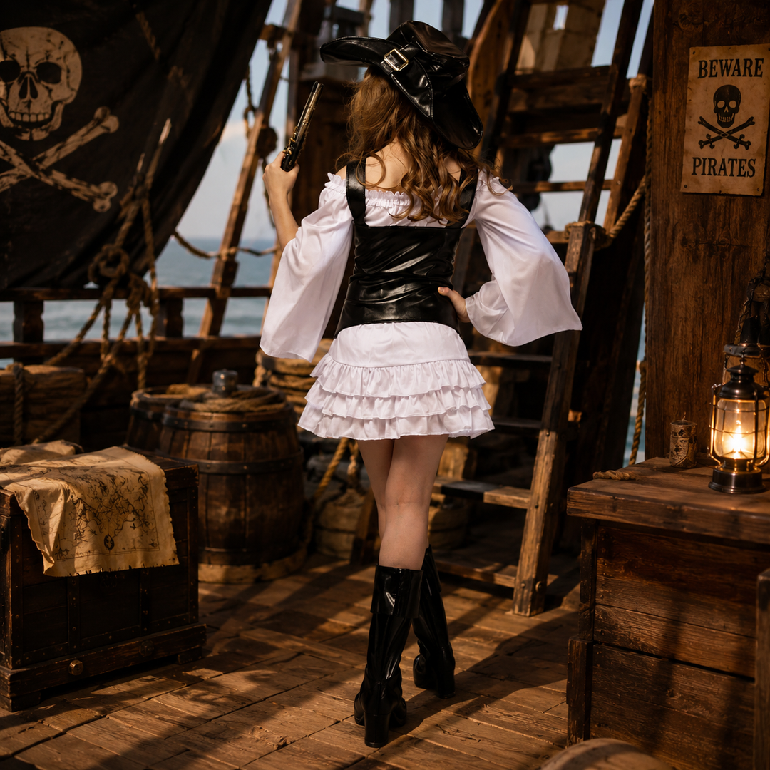 Girls Pirate Captain Costume Dress Halloween Kids