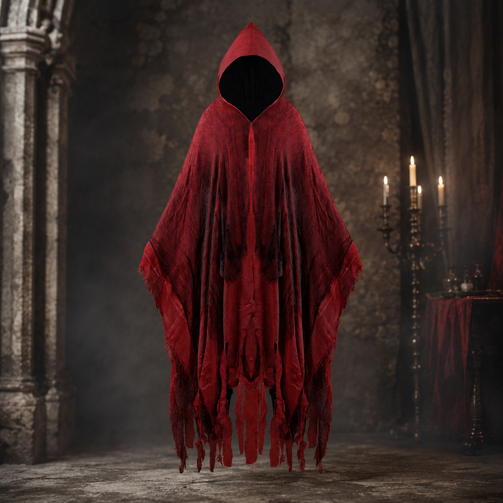 Adult Tattered Hooded Cloak Cape Grim Reaper Costume
