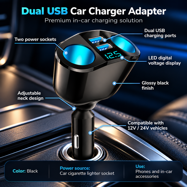 Car Cigarette Lighter Splitter 12V 24V Socket Adapter USB