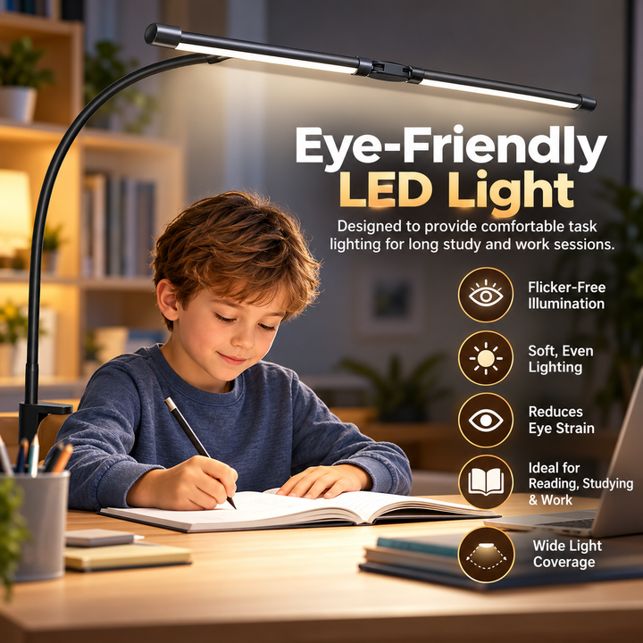 Double Head LED Desk Lamp Dimmable Eye Care Light for Study