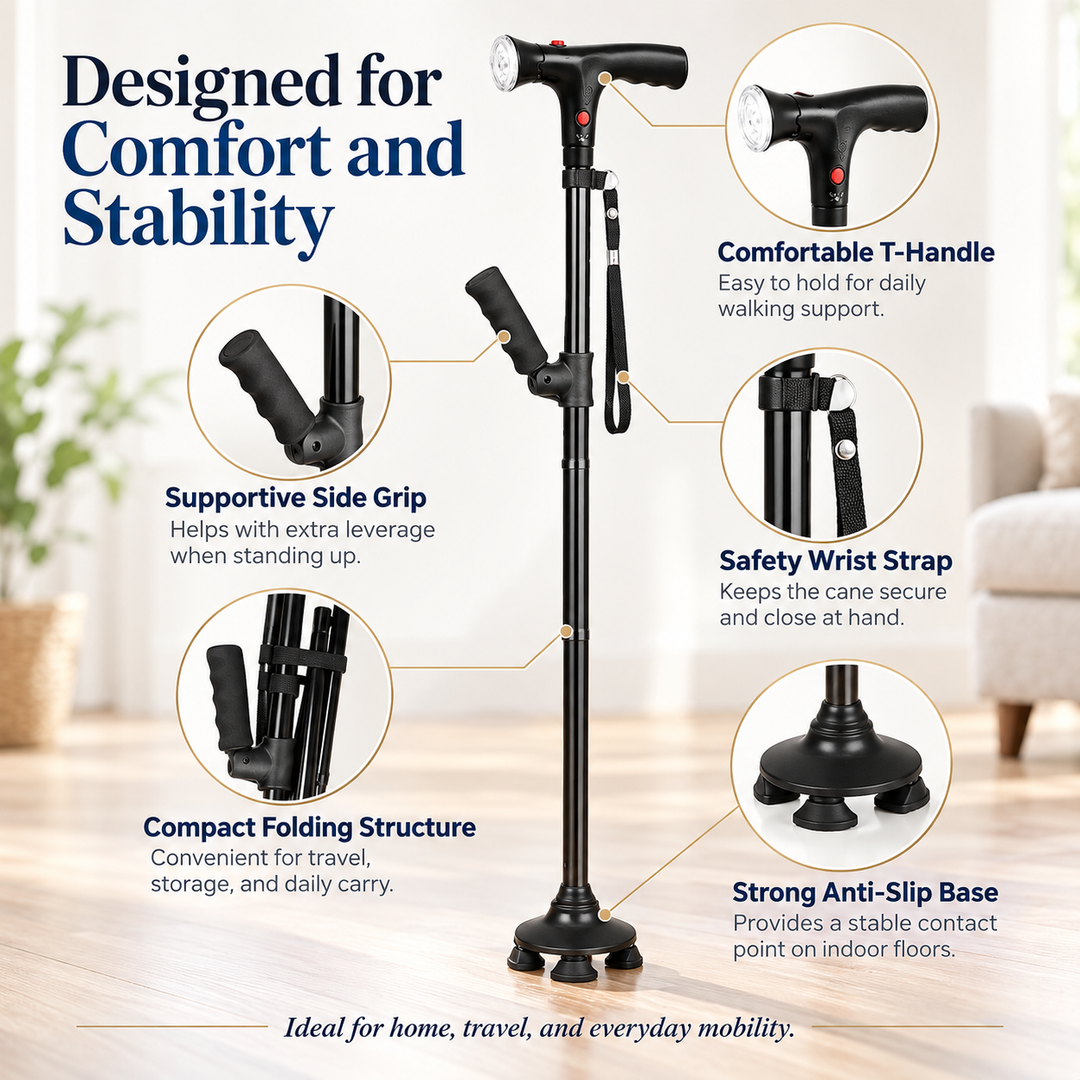 Ergonomic Walking Cane Lightweight Mobility Support for Seniors