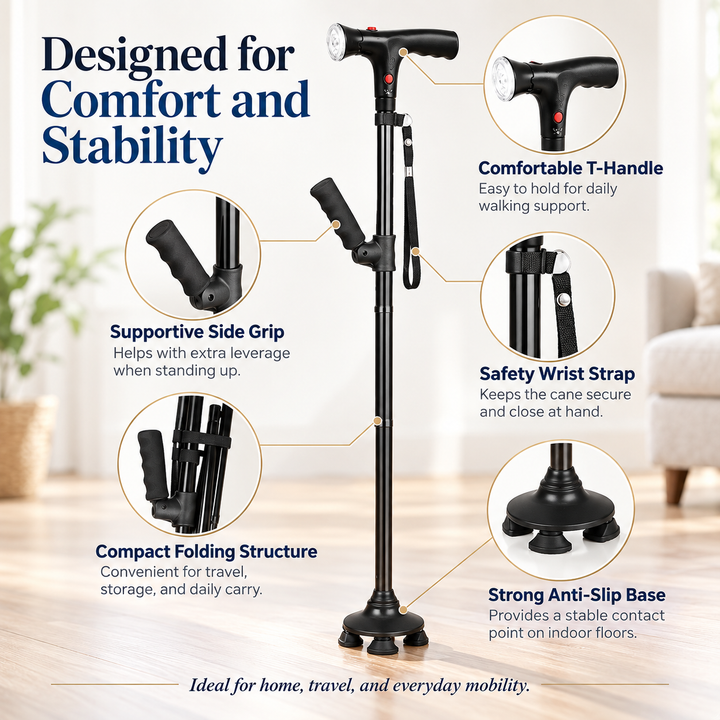 Ergonomic Walking Cane Lightweight Mobility Support for Seniors