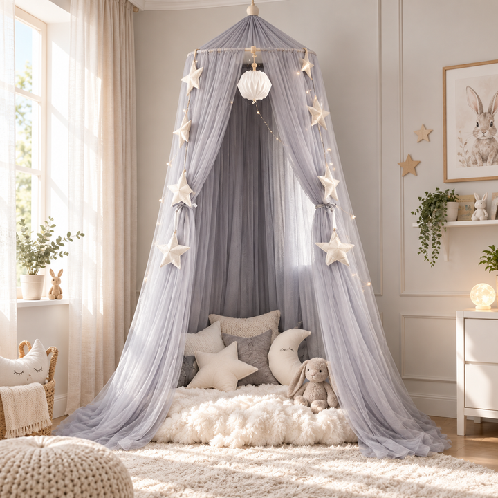 Baby Bed Curtain Round Crib Canopy Mosquito Net for Nursery Cot