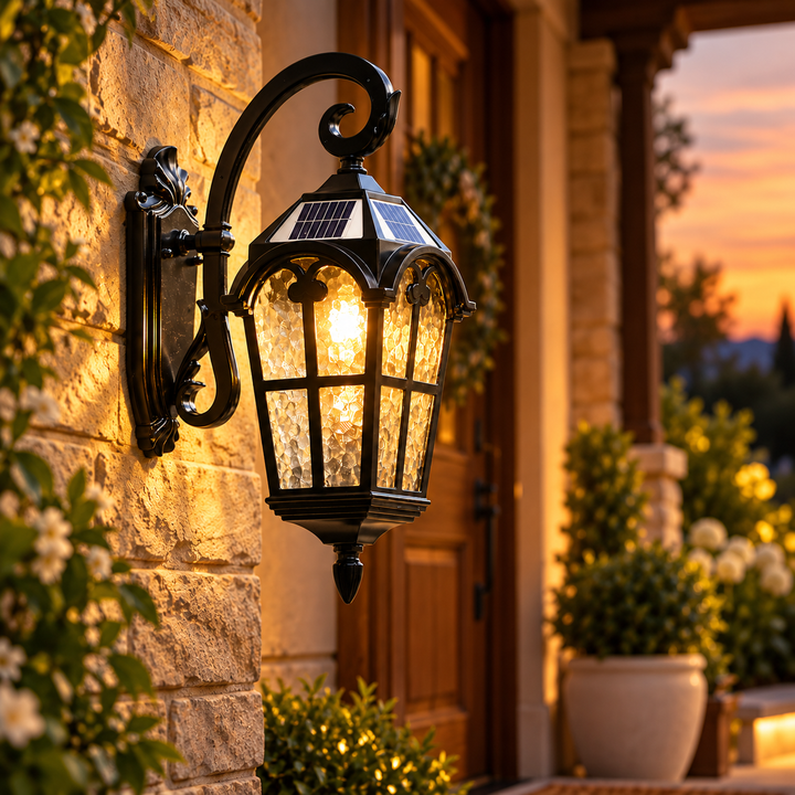 Solar Outdoor Wall Light Waterproof Vintage Lantern Remote