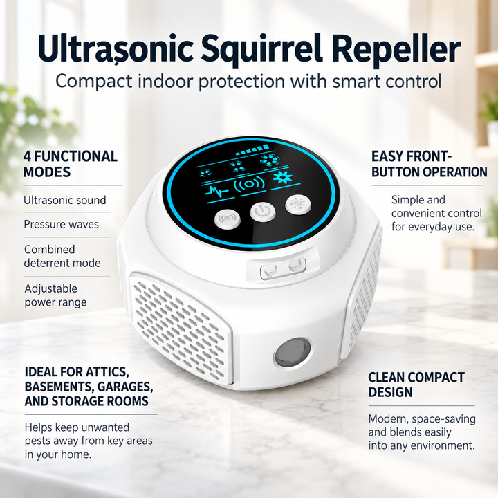 Ultrasonic Squirrel Repeller Indoor Plug In Rodent and Pest Deterrent