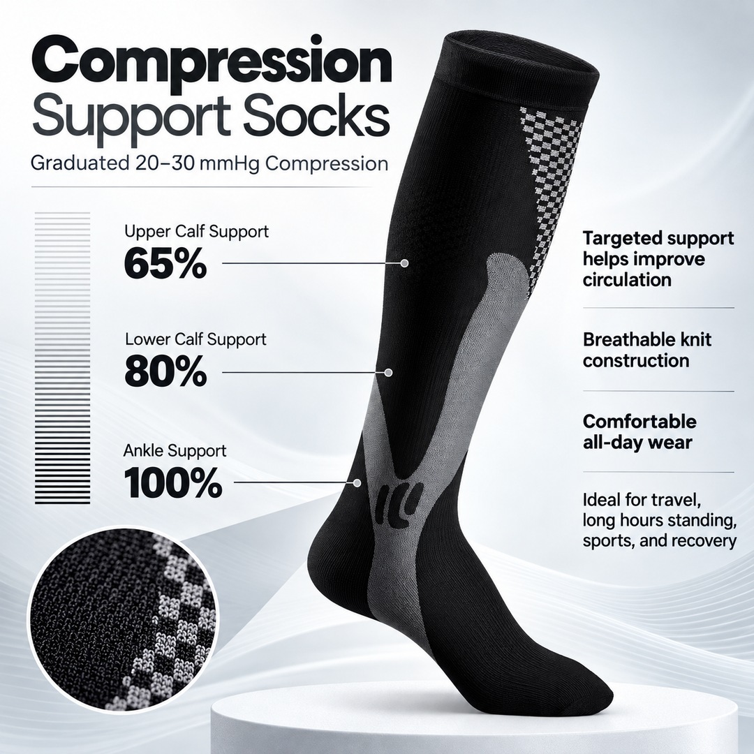 Wide Calf Compression Socks Plus Size XXL 20 30 mmHg Men Women