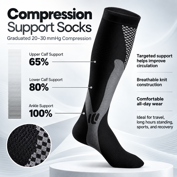 Wide Calf Compression Socks Plus Size XXL 20 30 mmHg Men Women