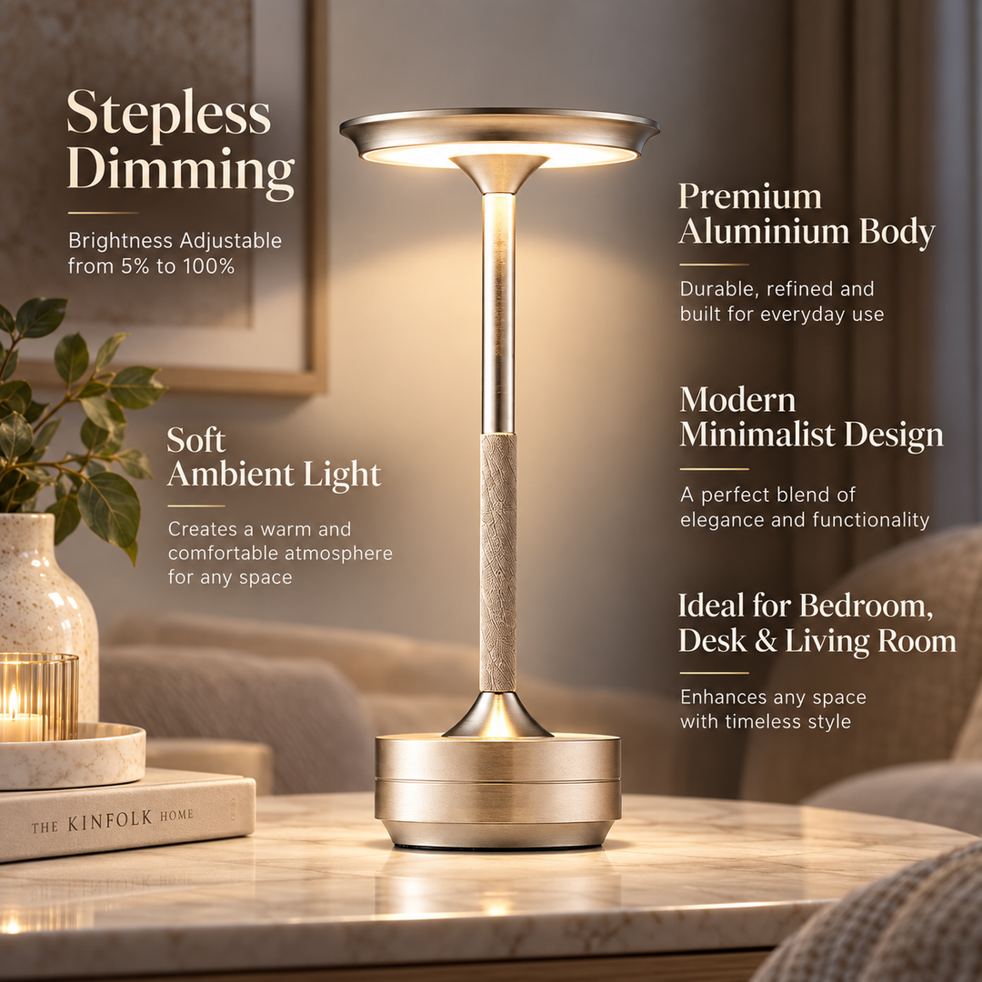 Cordless Rechargeable Table Lamp Touch Control Dimmable Light
