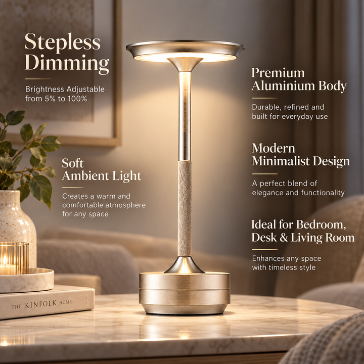 Cordless Rechargeable Table Lamp Touch Control Dimmable Light