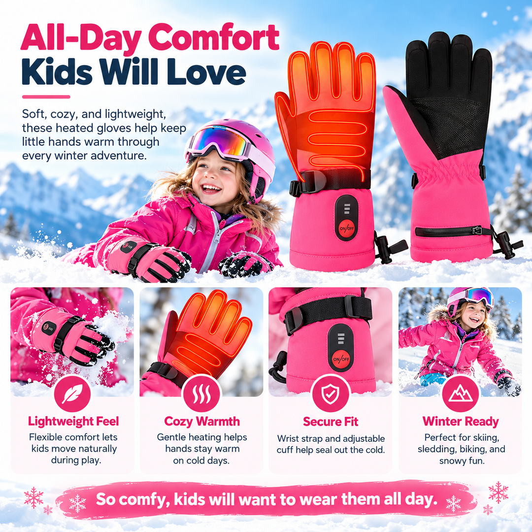 Rechargeable Heated Winter Mittens Waterproof Hand Warmer Gloves
