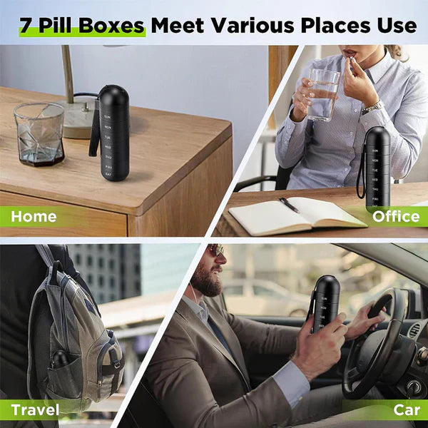 7 Day Aluminum Portable Pill Organizer Box Travel Medicine Container