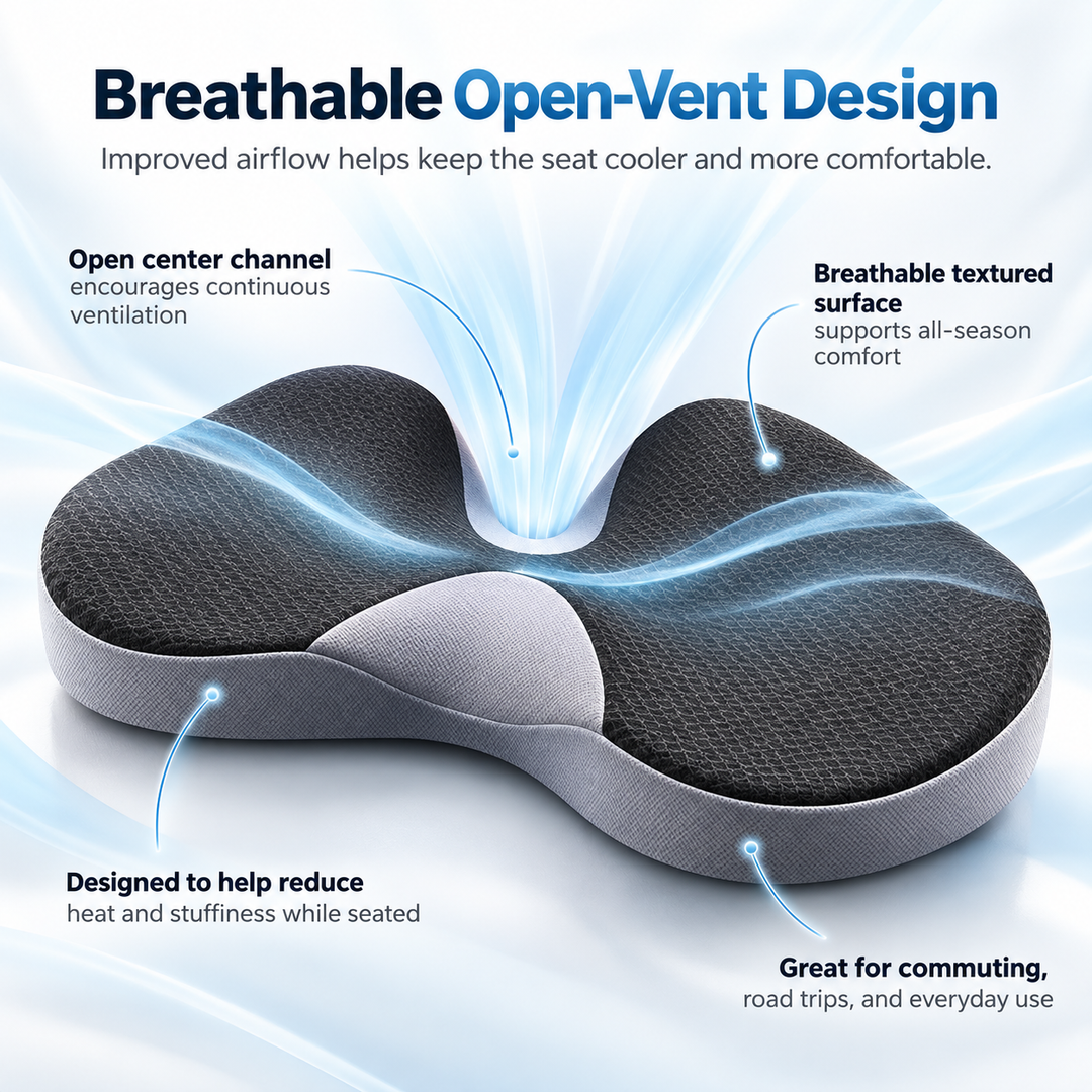 Orthopedic Car Seat Cushion Memory Foam Support Anti Slip Pad