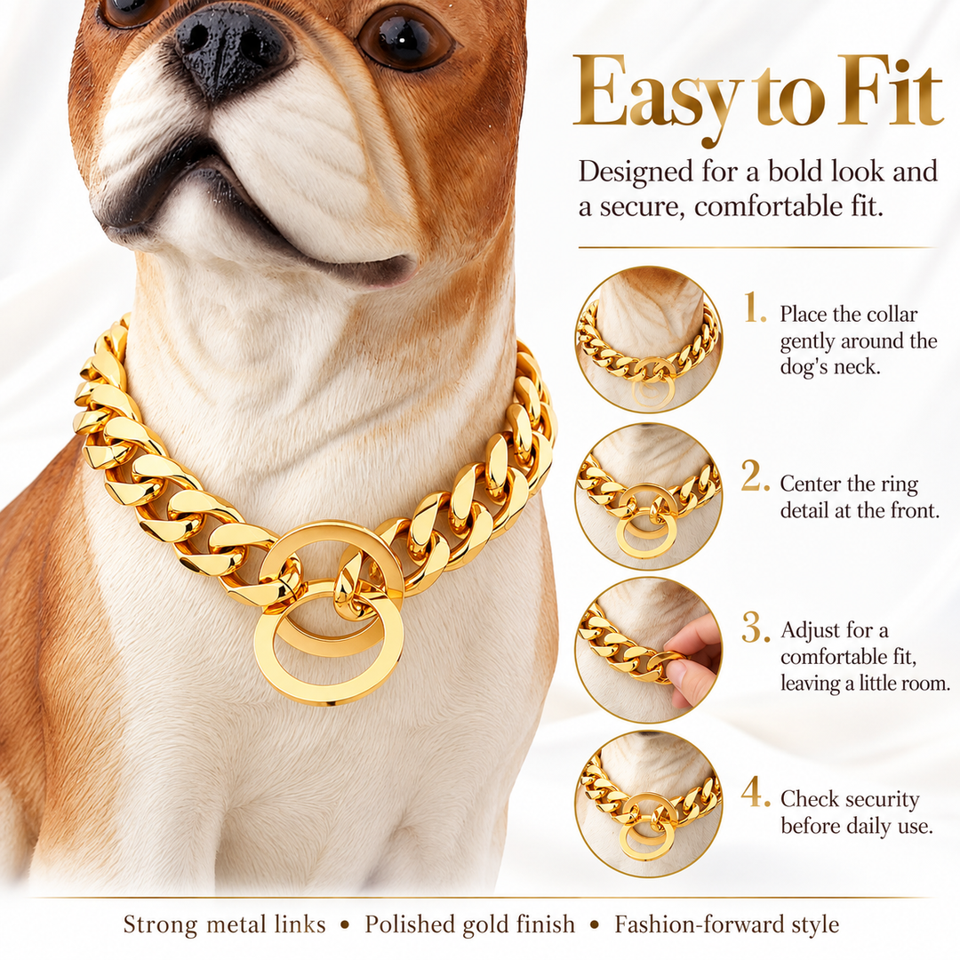 Hip Hop Cuban Chain Dog Collar 15mm Stainless Steel Pet Collar