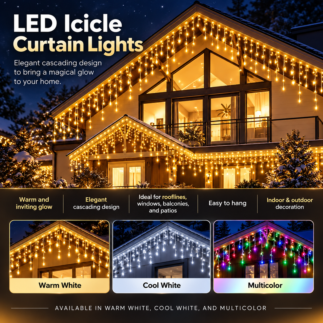 Icicle String LED Lights Warm White Outdoor Christmas Lights