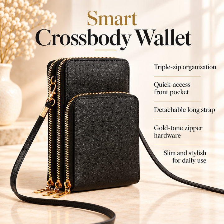 Leather Crossbody Phone Bag Small Over the Shoulder Wallet Purse