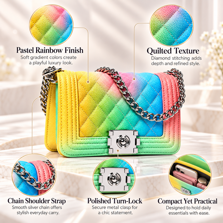 Cross Body Rainbow Purse Colourful Shoulder Handbag for Women