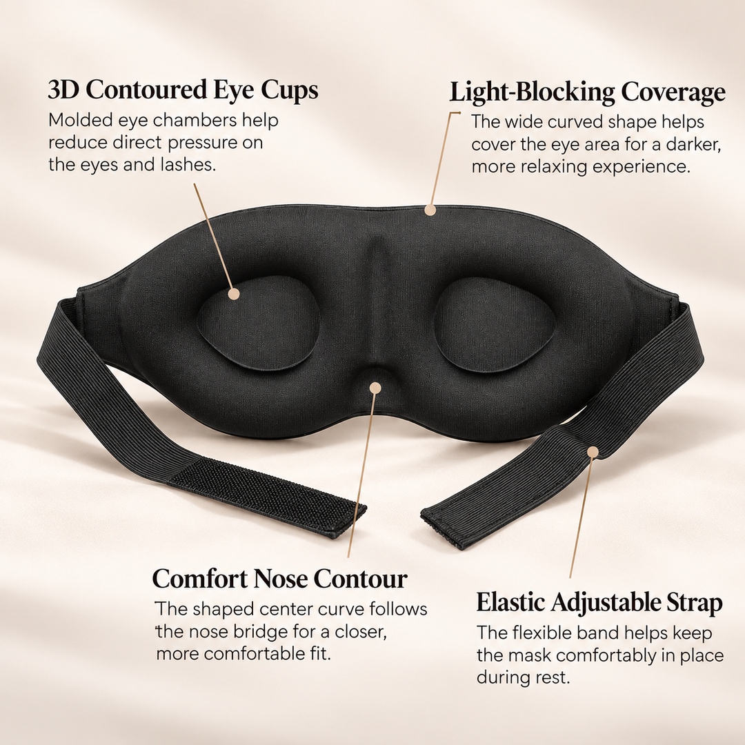 Contoured Sleep Eye Mask Blackout 3D Comfort Blindfold Travel