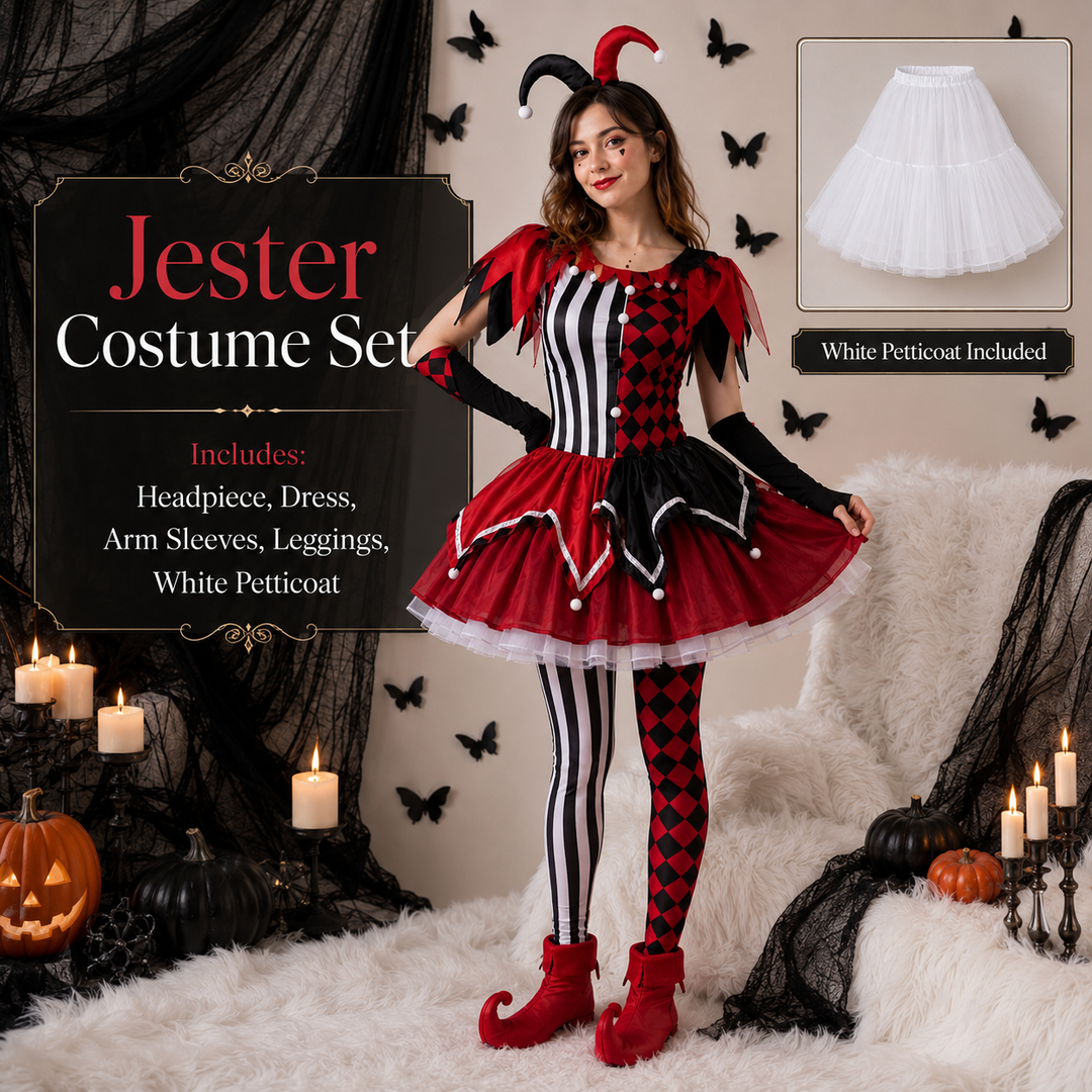 Womens Harley Quinn Dress Costume Halloween Villain Cosplay