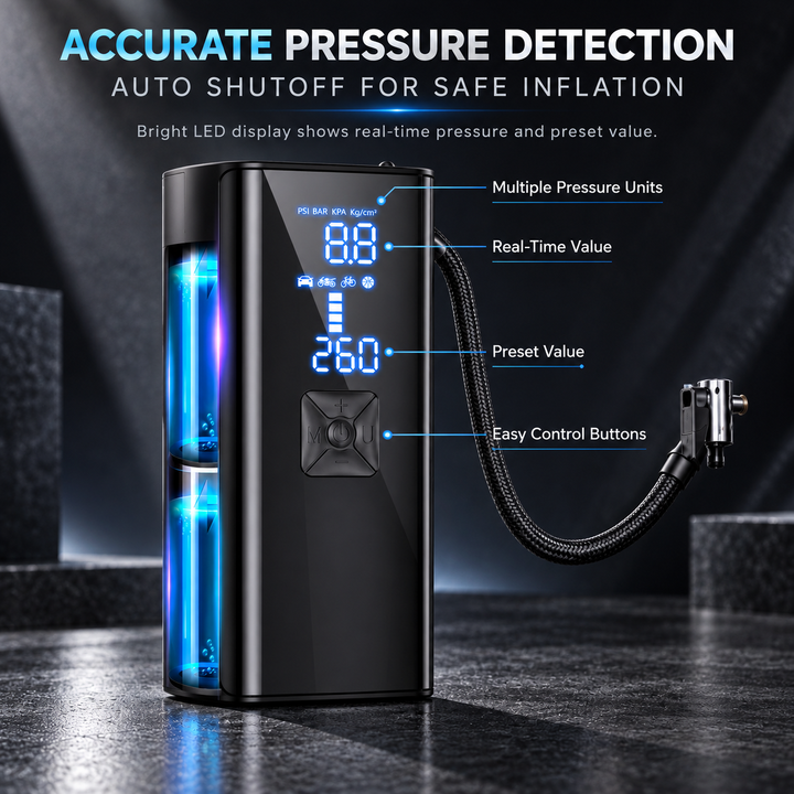 Cordless Tyre Inflator Portable Air Compressor Pump for Car Bike Ball
