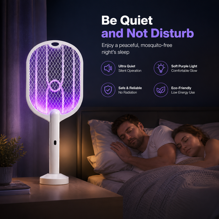 Electric Mosquito Swatter Racket 3000V Type-C Mosquito Killer Lamp