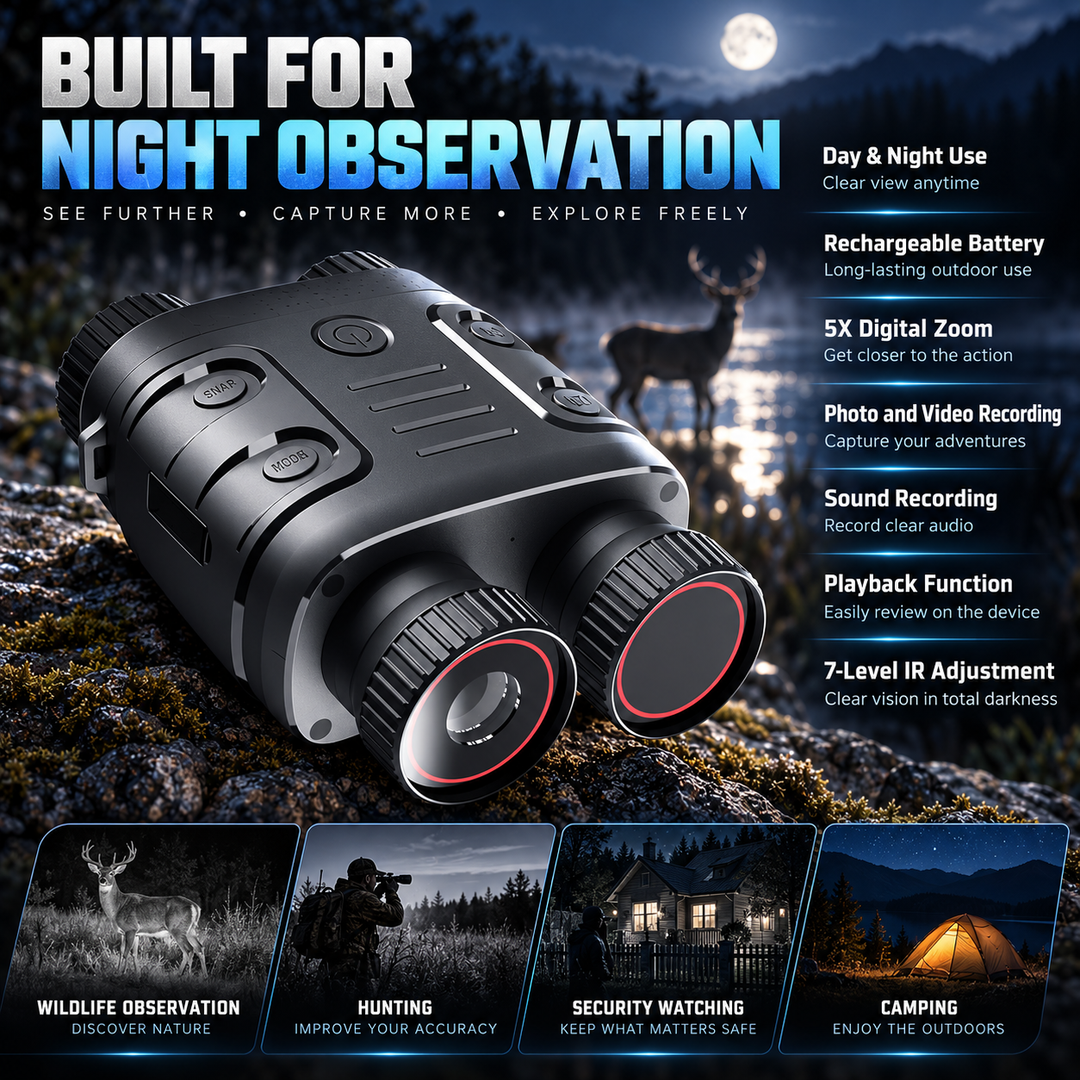 Night Vision Binoculars Camera HD 4x Zoom Digital Goggles for Darkness