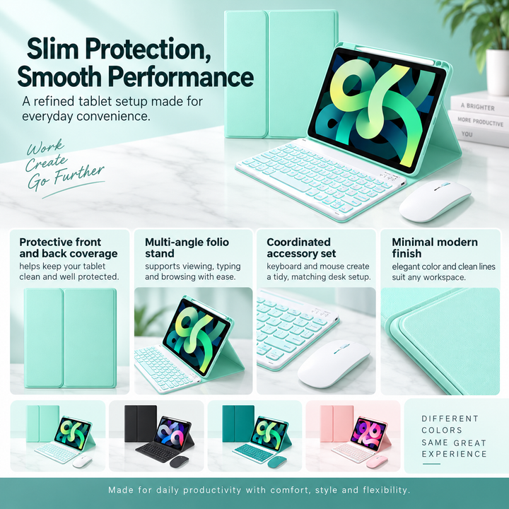 Wireless Keyboard Case for iPad with Rotating Cover and Trackpad