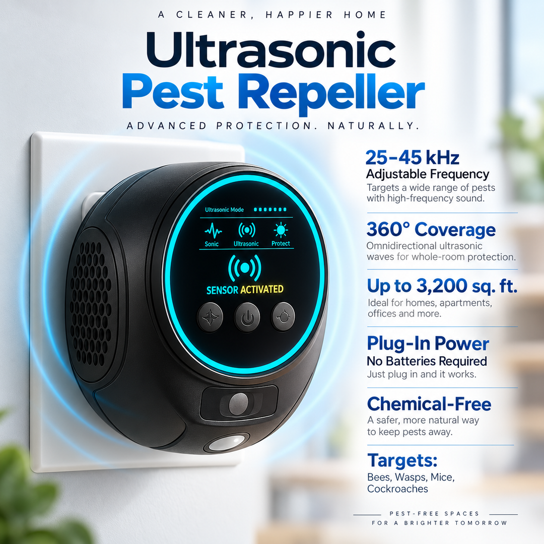 Ultrasonic Bee Wasp Repellent Chemical Free 360 Coverage Plug In