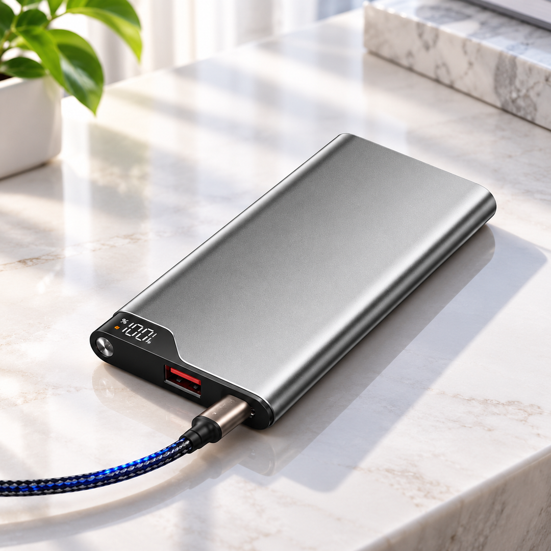 All in One Power Bank 10000mAh with 4 Built In Cables Fast Charger