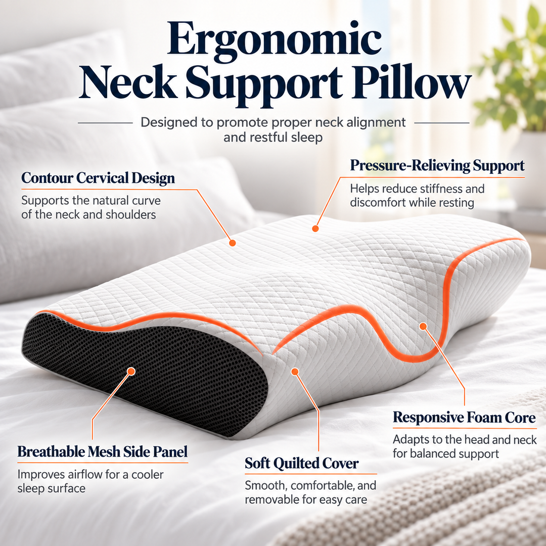 Orthopedic Contour Memory Foam Neck Pillow for Shoulder Pain