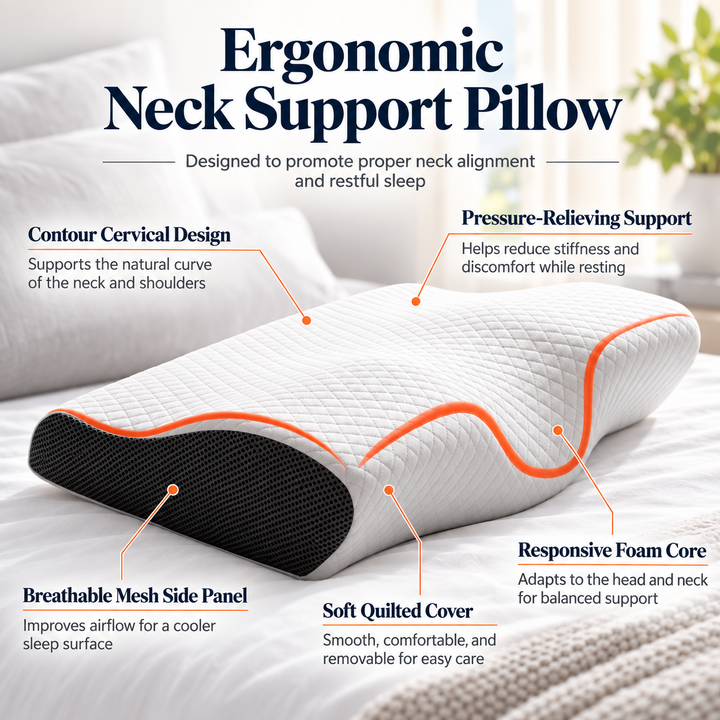 Orthopedic Contour Memory Foam Neck Pillow for Shoulder Pain