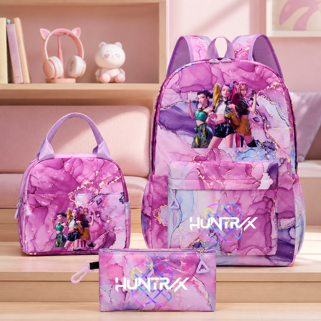 KPop Demon Hunters 3-Piece School Backpack Set with Lunch Bag and Pencil Case