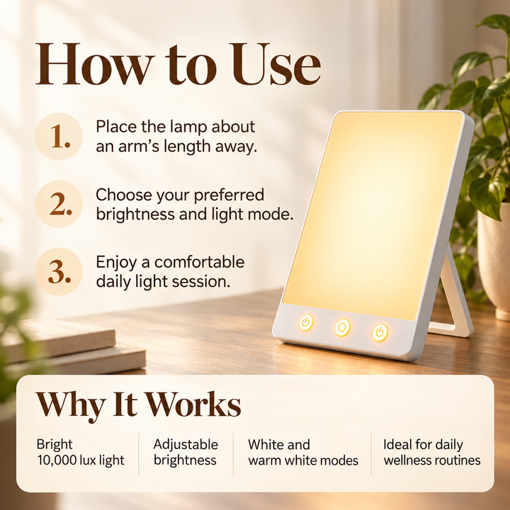 SAD Light Therapy Lamp UV Free Mood Boost Daylight Lamp