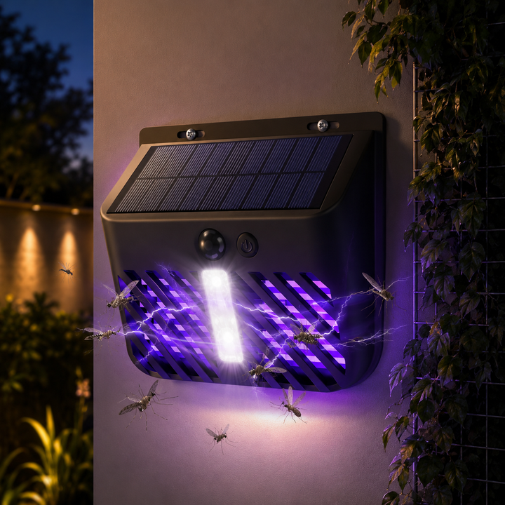 Solar Bug Zapper LED Light Outdoor Mosquito Killer Fly Trap