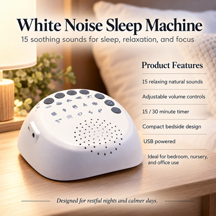 White Noise Machine Sleep Sound Machine with Timer for Baby