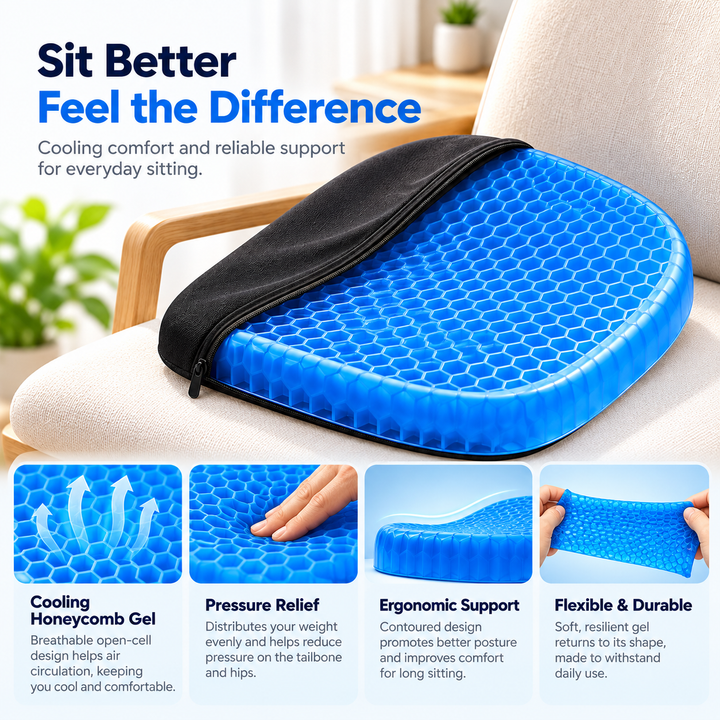 Orthopedic Gel Seat Cushion Tailbone Pain Relief Office Chair