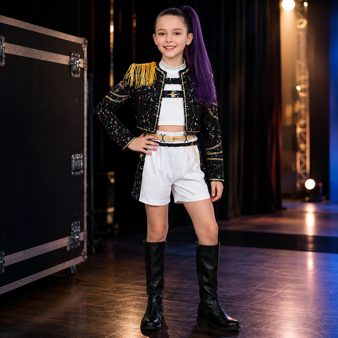 Girls Sparkle Star Print Performance Costume Set Halloween