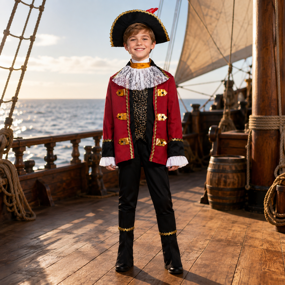 Kids Pirate Captain Costume with Hat Halloween Boys