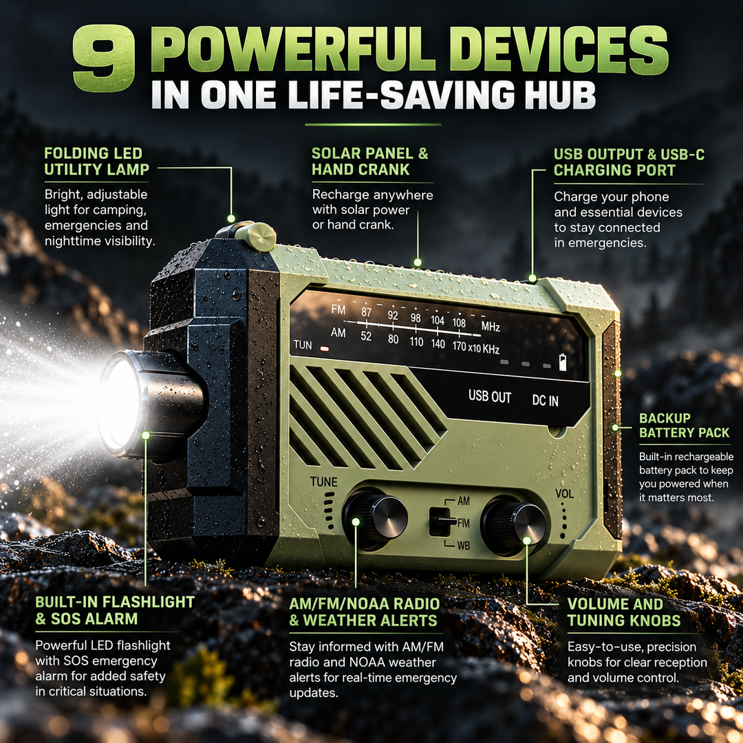 Wind Up Emergency Radio Waterproof Solar Crank AM FM Radio
