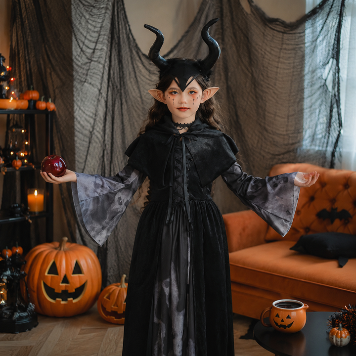 Girls Witch Vampire Skeleton Long Dress Costume Halloween