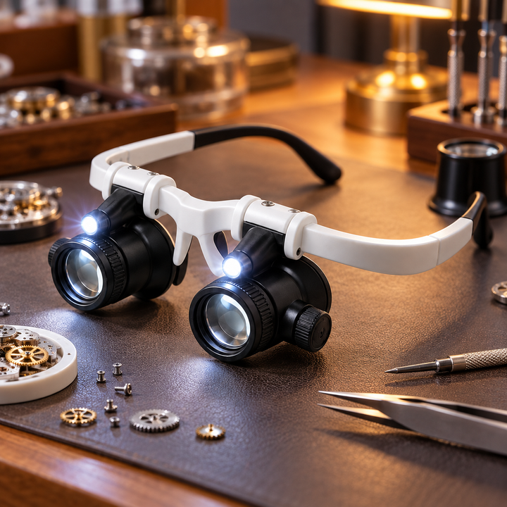 LED Illuminated Magnifier Glasses Hands Free for Reading Hobbies
