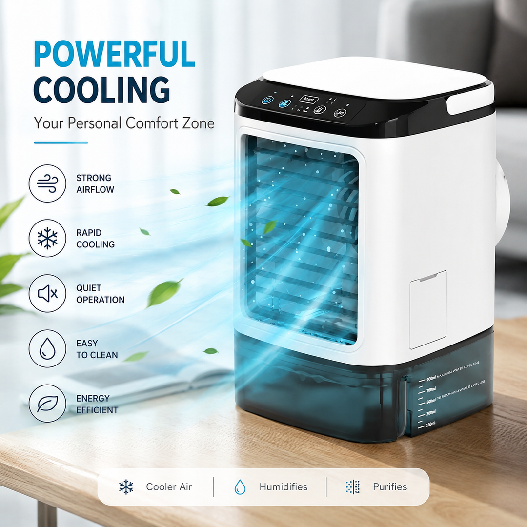 Portable Mini Evaporative Air Cooler Humidifier Fan 900ml