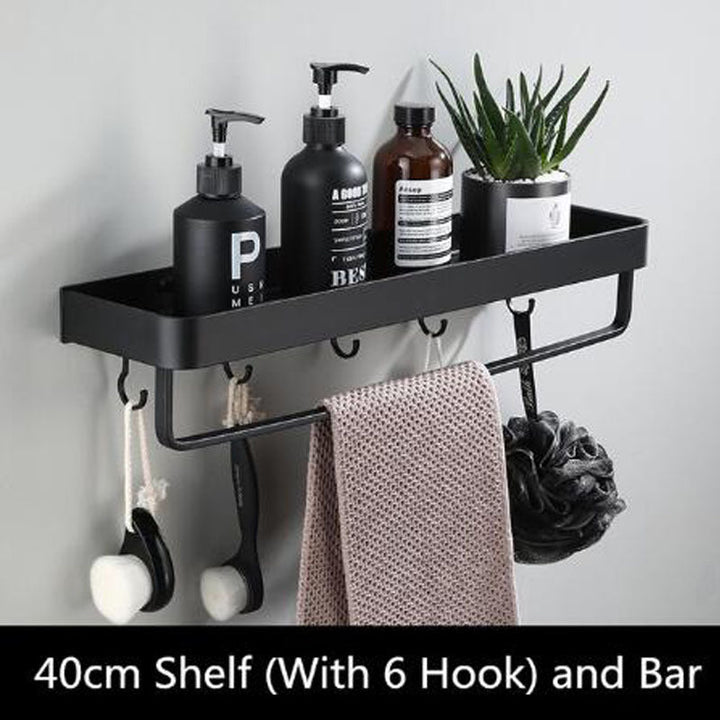 Bathroom Wall Shelf Rectangular Aluminum Frame Mount